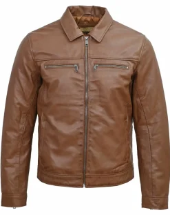 Veste en Cuir Conall cognac-Chyston Clearance
