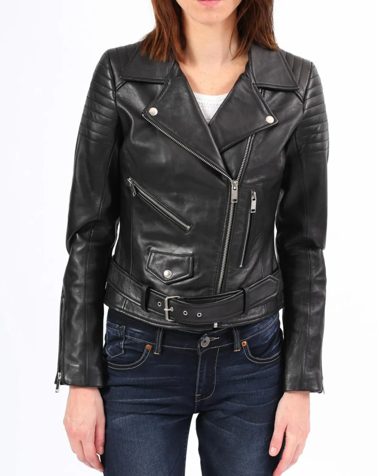 Femme Blue Wellford Vestes, Blousons^Veste en Cuir Constance noire