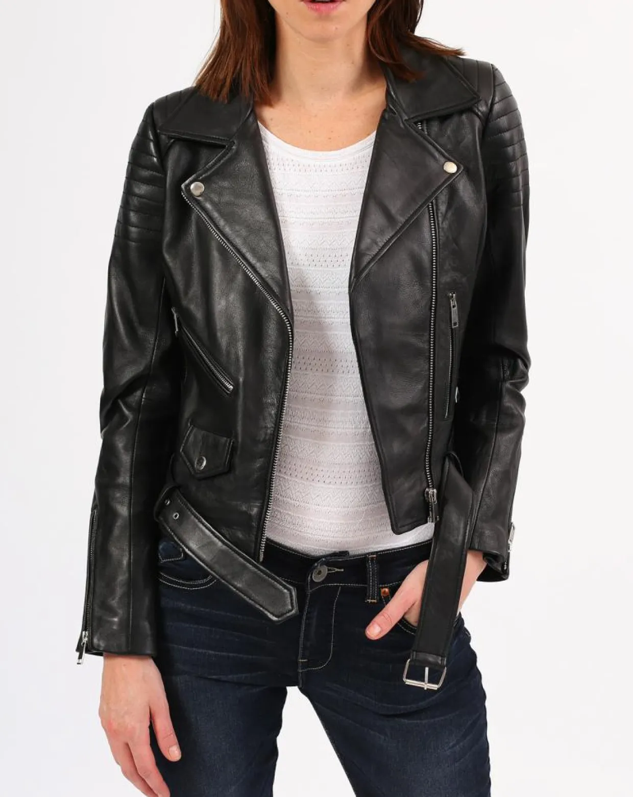 Femme Blue Wellford Vestes, Blousons^Veste en Cuir Constance noire
