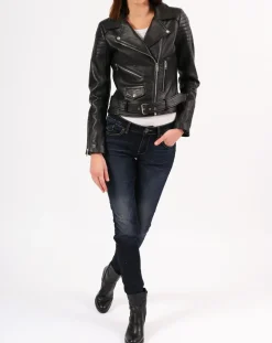 Femme Blue Wellford Vestes, Blousons^Veste en Cuir Constance noire