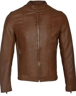 Homme Blue Wellford Vestes, Blousons^Veste en Cuir Corto cognac