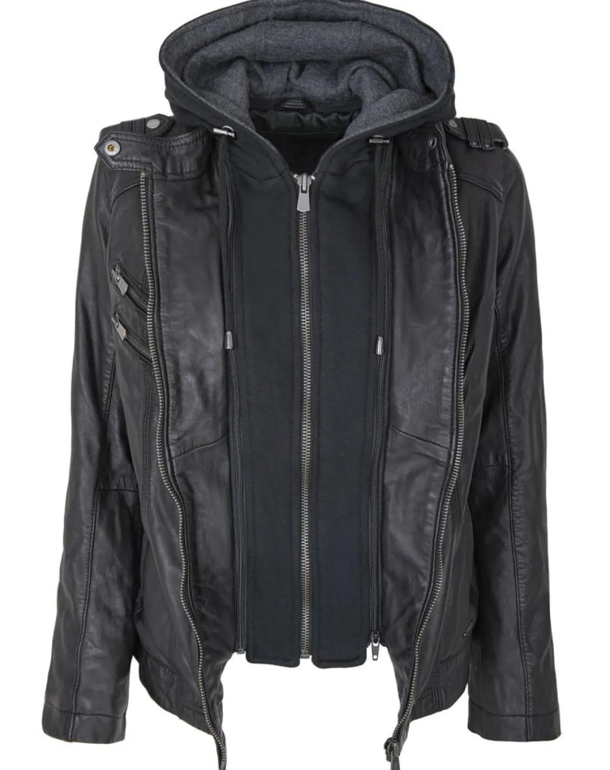 Femme Chyston Vestes, Blousons^Veste en Cuir Djaya noire