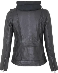 Femme Chyston Vestes, Blousons^Veste en Cuir Djaya noire
