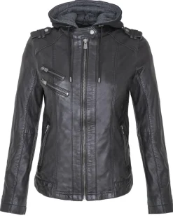 Femme Chyston Vestes, Blousons^Veste en Cuir Djaya noire