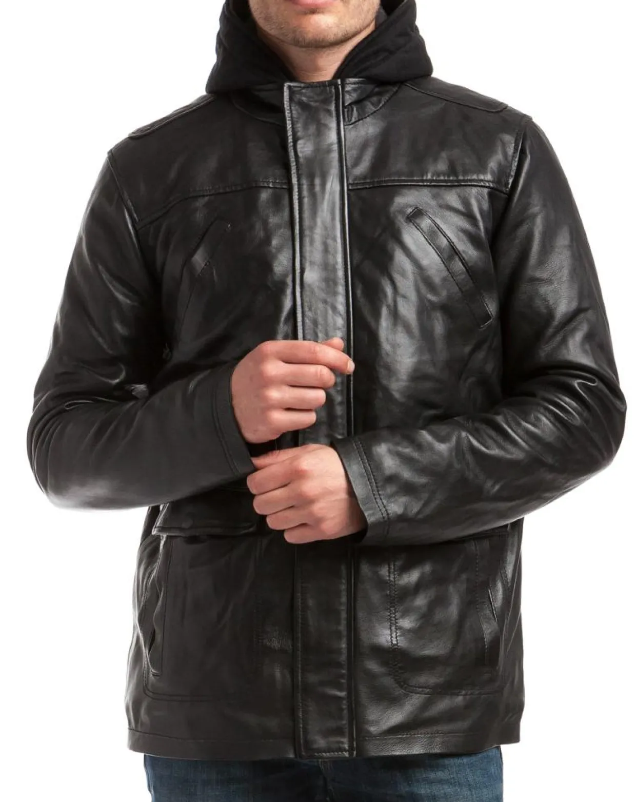 Veste en Cuir Elgon noire-Chyston Online