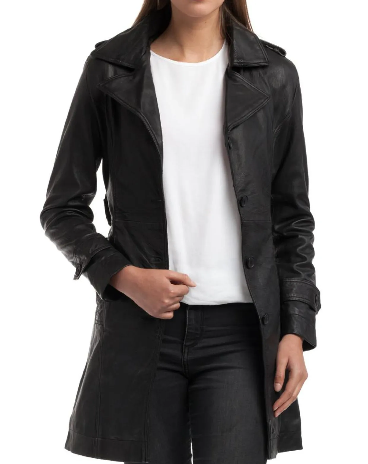 Veste en Cuir Elsa noire-Chyston Discount