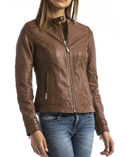Femme Blue Wellford Vestes, Blousons^Veste en Cuir Euphrate cognac