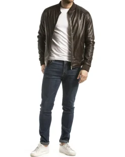 Veste en Cuir Eze marron-Blue Wellford Outlet