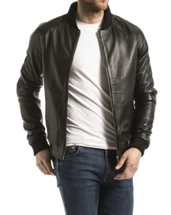 Veste en Cuir Eze noire-Blue Wellford Clearance