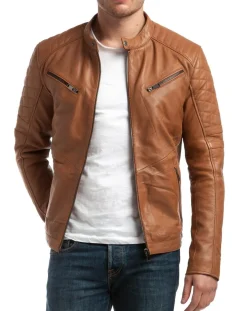 Homme Chyston Vestes, Blousons^Veste en Cuir Flash cognac