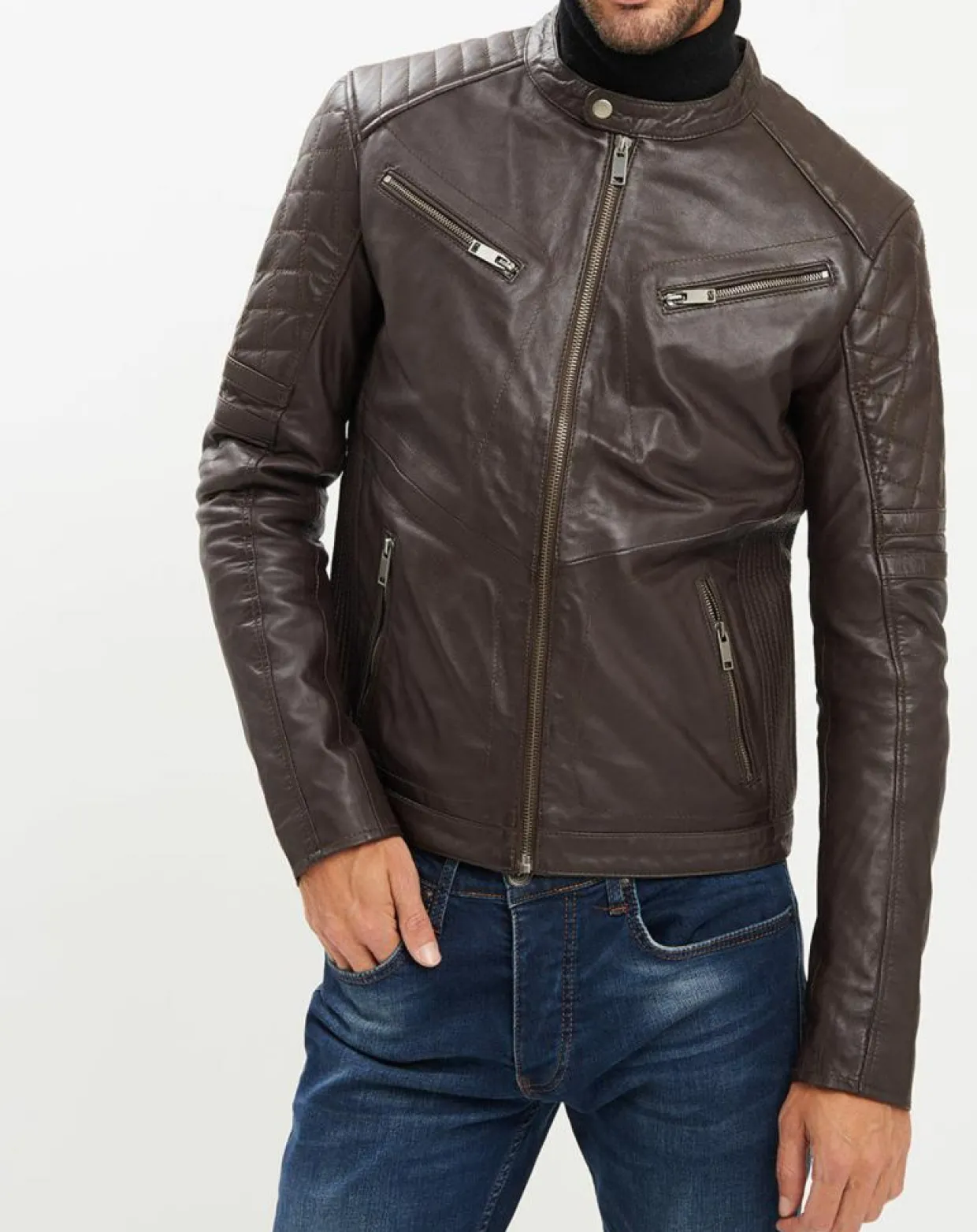 Homme Chyston Vestes, Blousons^Veste en Cuir Flash marron