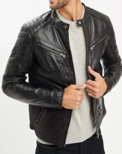 Veste en Cuir Flash noire-Chyston Hot