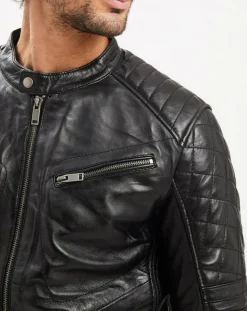 Veste en Cuir Flash noire-Chyston Hot