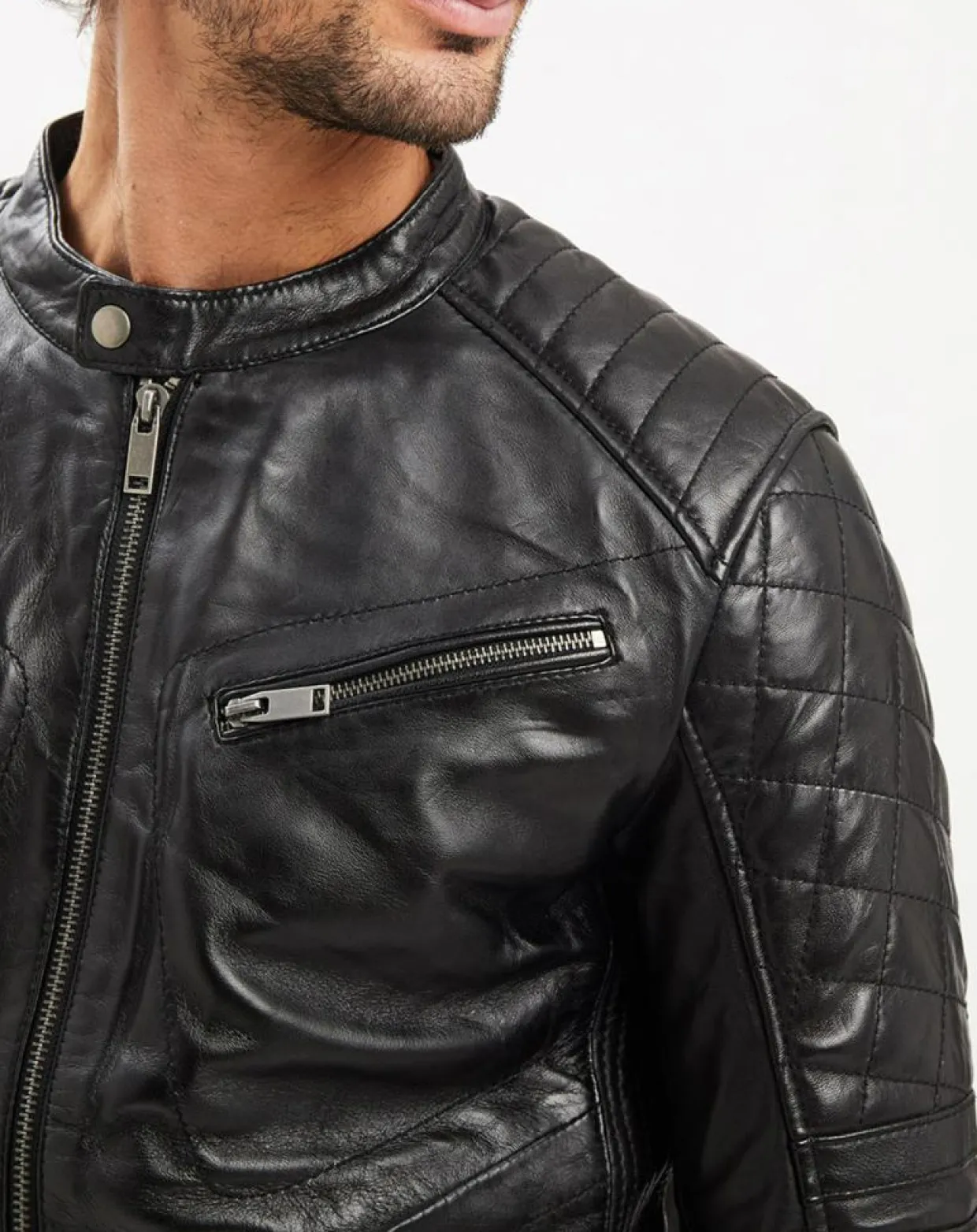 Veste en Cuir Flash noire-Chyston Hot