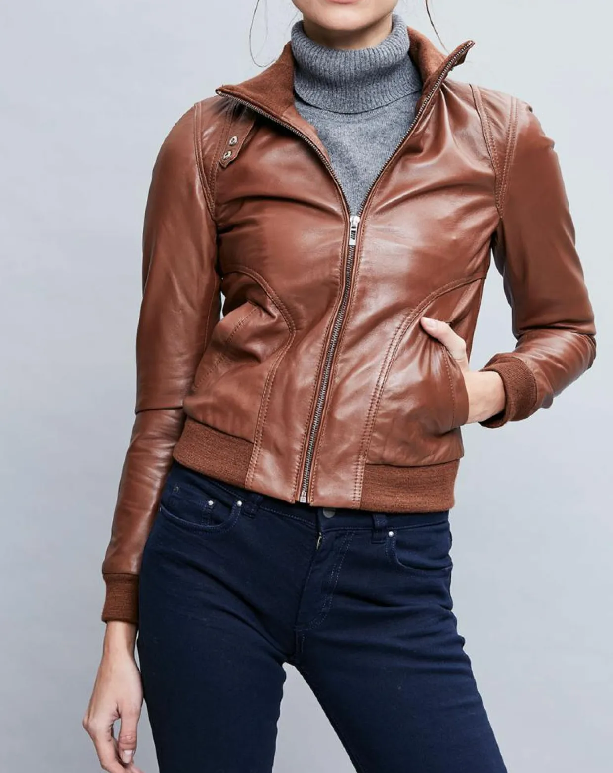Veste en Cuir Gema cognac-Chyston Outlet