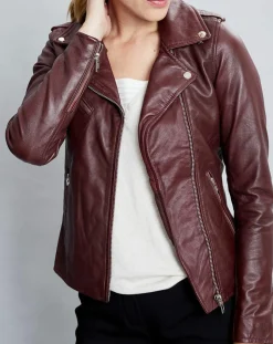 Veste en Cuir Hortence bordeaux-Chyston Clearance