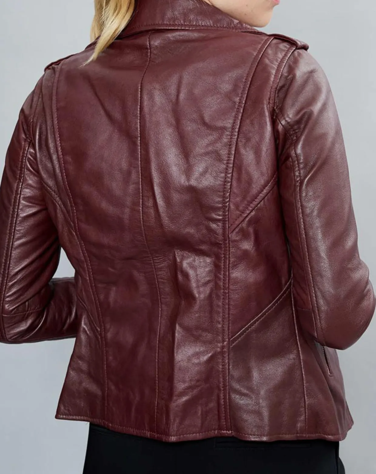 Veste en Cuir Hortence bordeaux-Chyston Clearance