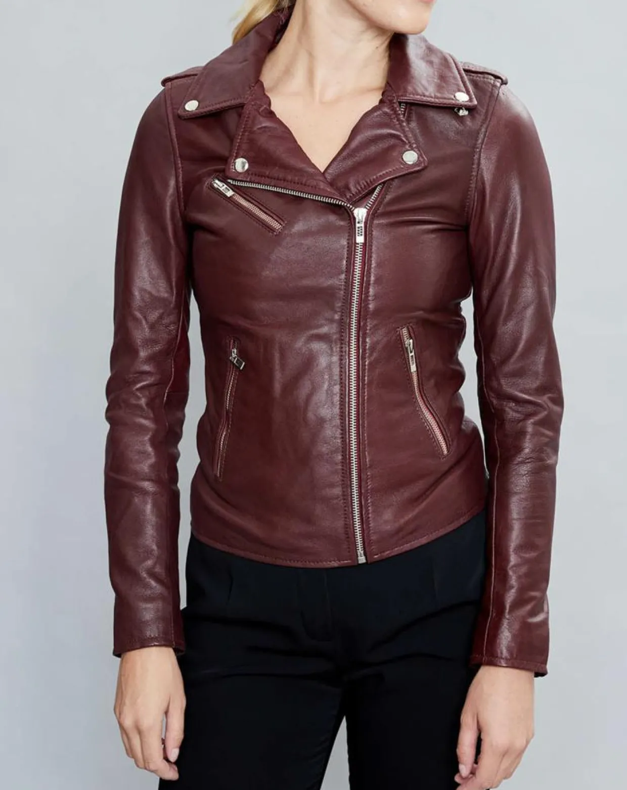 Veste en Cuir Hortence bordeaux-Chyston Clearance