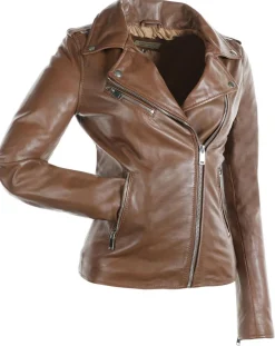 Veste en Cuir Hortence cognac-Chyston