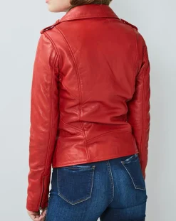 Femme Chyston Vestes, Blousons^Veste en Cuir Hortence rouge
