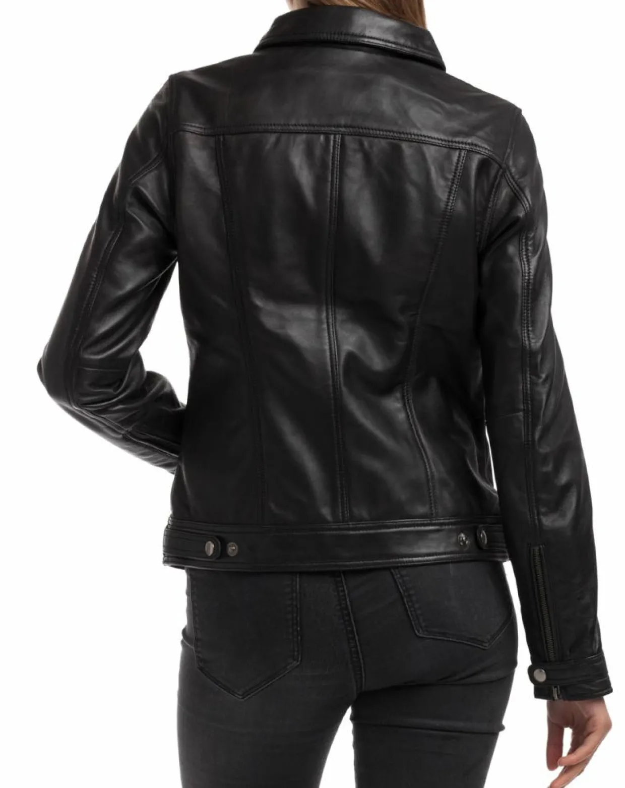 Veste en Cuir Idaline noire-Chyston Online