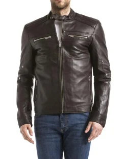 Veste en Cuir Idannus marron-Blue Wellford Hot