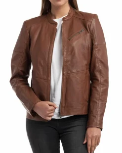 Veste en Cuir Ivette cognac-Chyston Sale