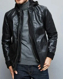 Veste en Cuir Jack noire-Chyston