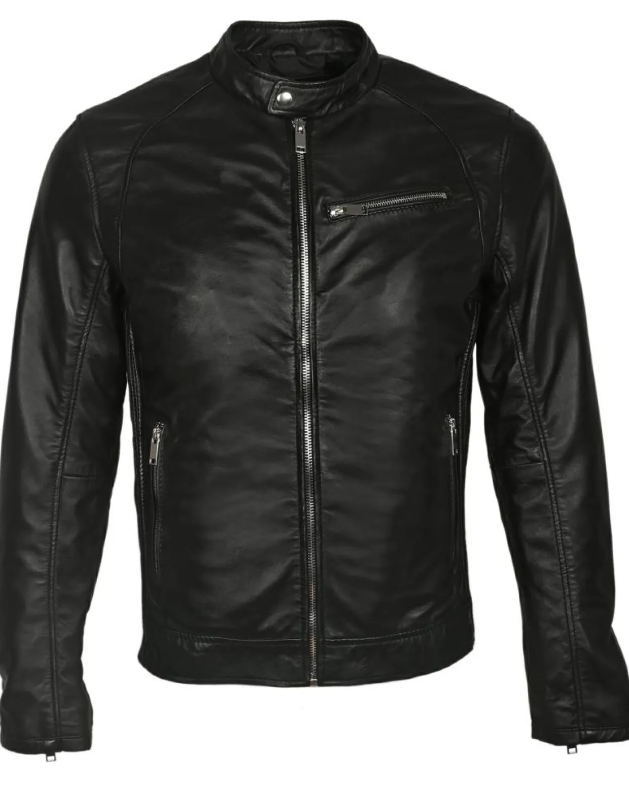 Veste en Cuir John noire-Blue Wellford Sale