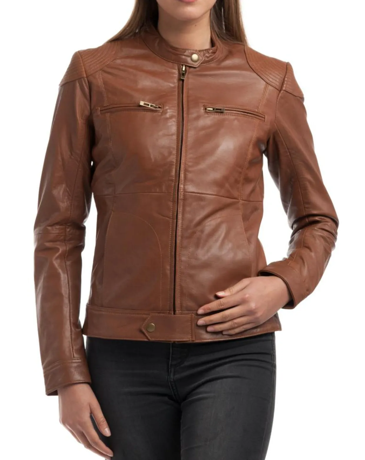 Femme Chyston Vestes, Blousons^Veste en Cuir Katia cognac