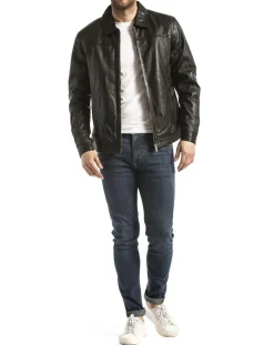 Homme Blue Wellford Vestes, Blousons^Veste en cuir Koluton noire