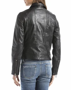 Veste en cuir Laita noire-Blue Wellford