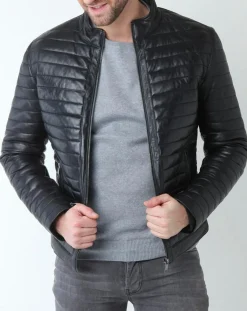 Homme Chyston Vestes, Blousons^Veste en Cuir Lazare noire