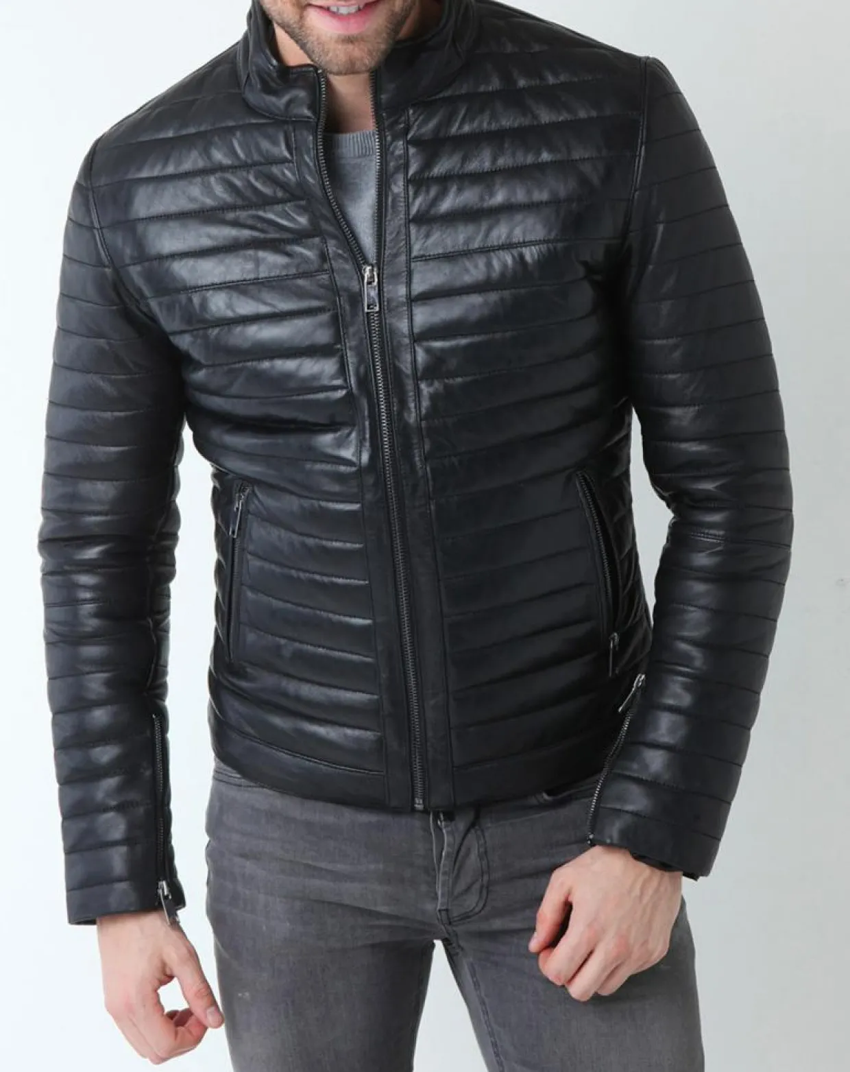 Homme Chyston Vestes, Blousons^Veste en Cuir Lazare noire
