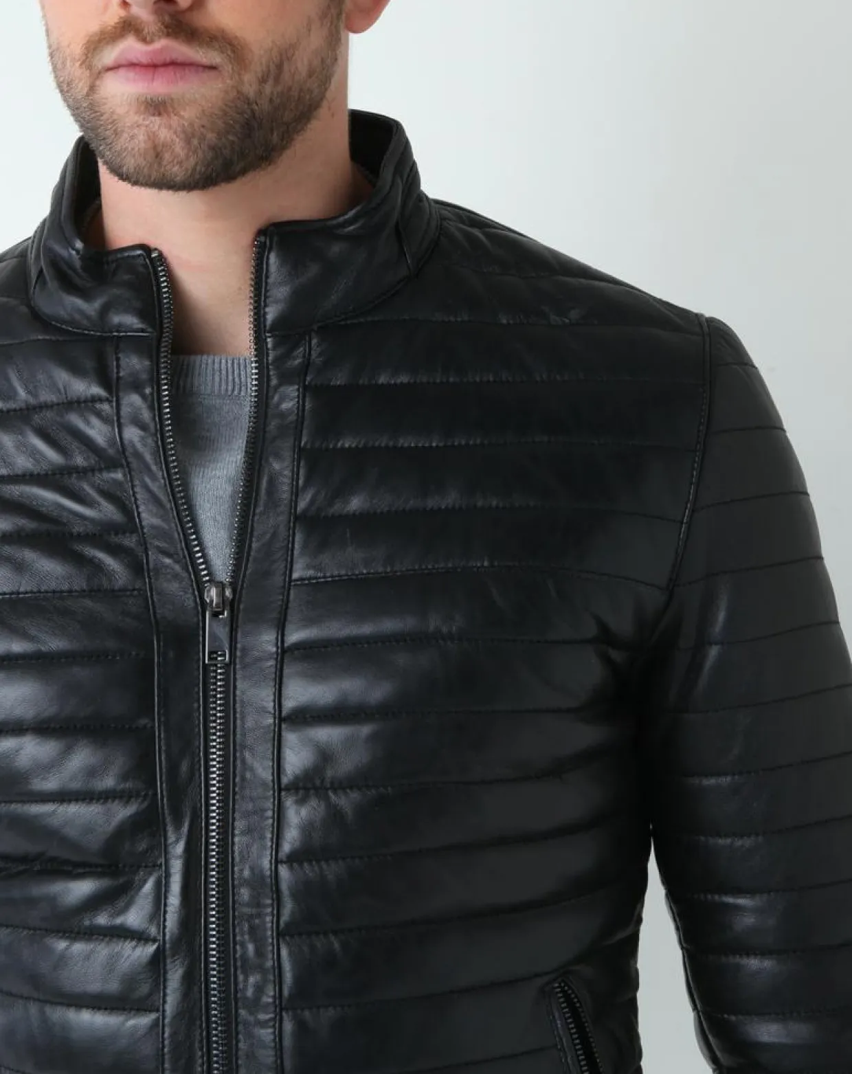 Homme Chyston Vestes, Blousons^Veste en Cuir Lazare noire