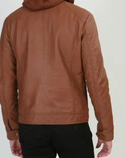 Veste en Cuir Leif cognac-Chyston New