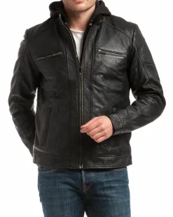 Veste en Cuir Leif noire-Chyston Outlet
