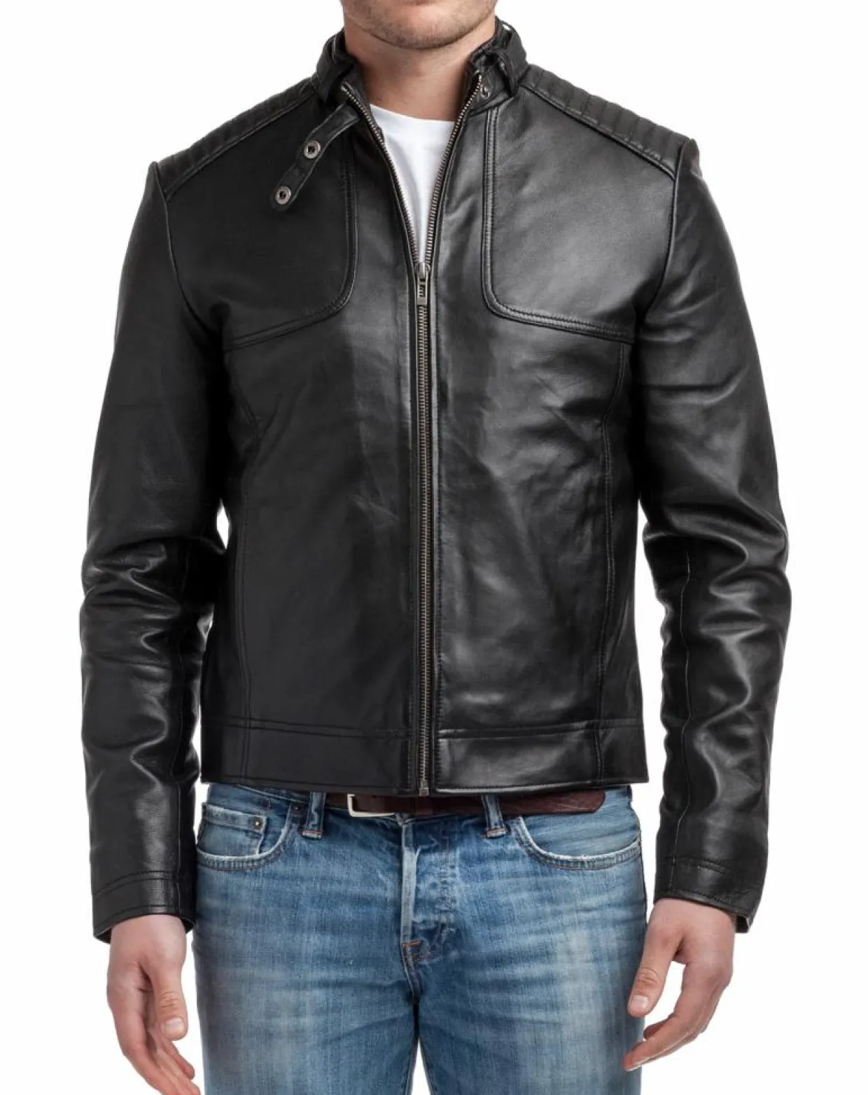 Veste en cuir léo noir-Chyston Clearance