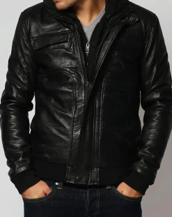 Veste en Cuir Lucas noire-Chyston New