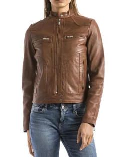 Veste en Cuir Madeira cognac-Blue Wellford Hot