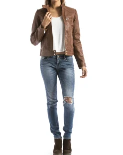 Veste en Cuir Madeira cognac-Blue Wellford Hot