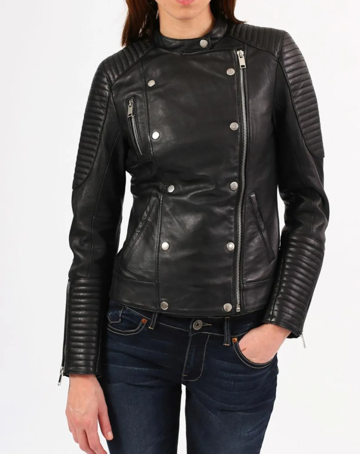 Femme Blue Wellford Vestes, Blousons^Veste en Cuir Marion noire