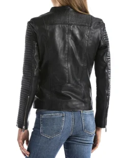 Veste en Cuir Maritza noire-Blue Wellford New