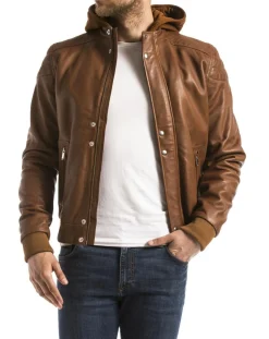 Homme Blue Wellford Vestes, Blousons^Veste en Cuir Maros cognac