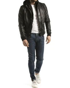 Homme Blue Wellford Vestes, Blousons^Veste en Cuir Maros noire