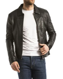 Veste en Cuir Mekong noire-Blue Wellford Outlet