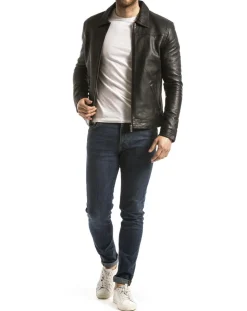 Veste en Cuir Mekong noire-Blue Wellford Outlet