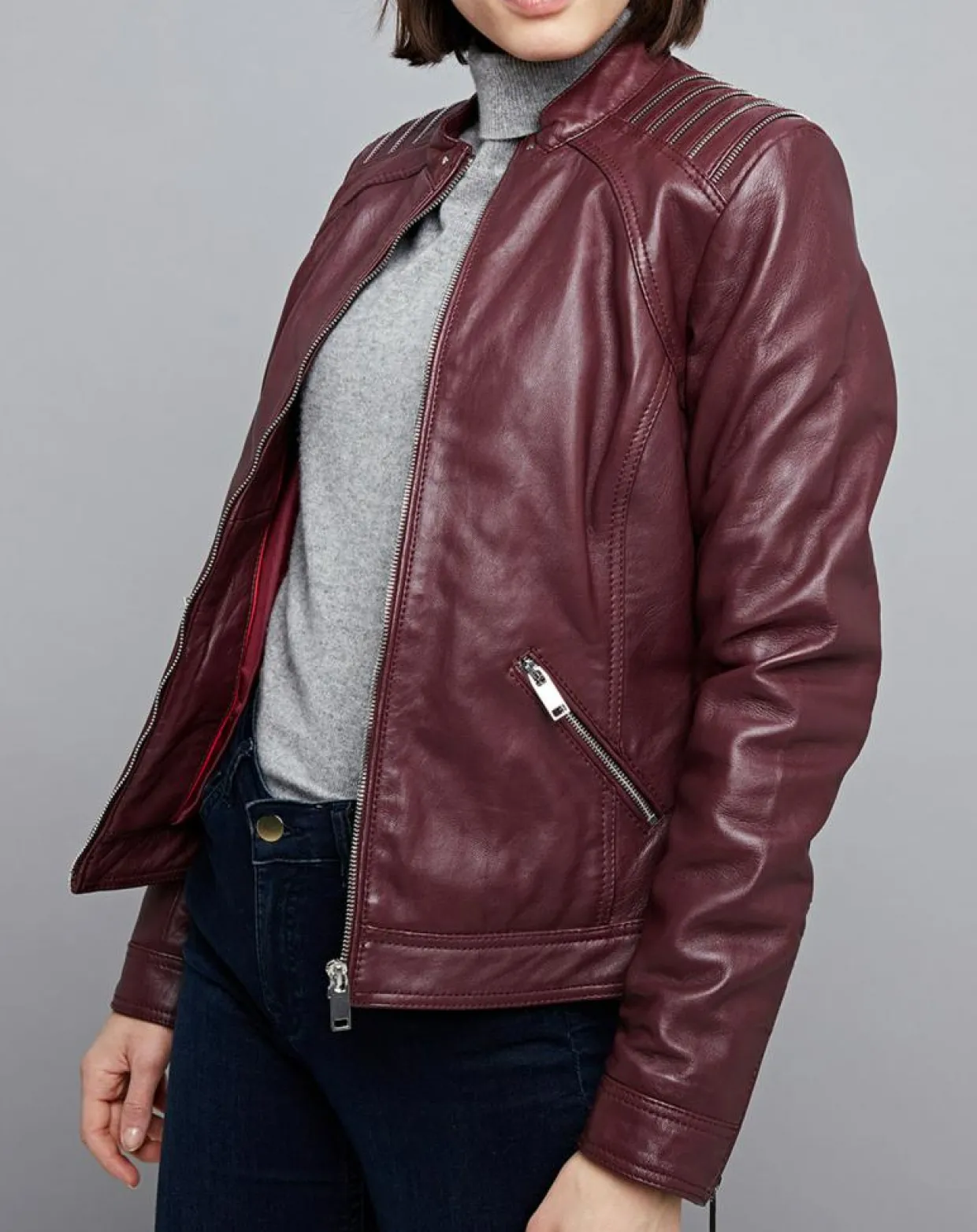 Femme Chyston Vestes, Blousons^Veste en Cuir Mercedes bordeaux
