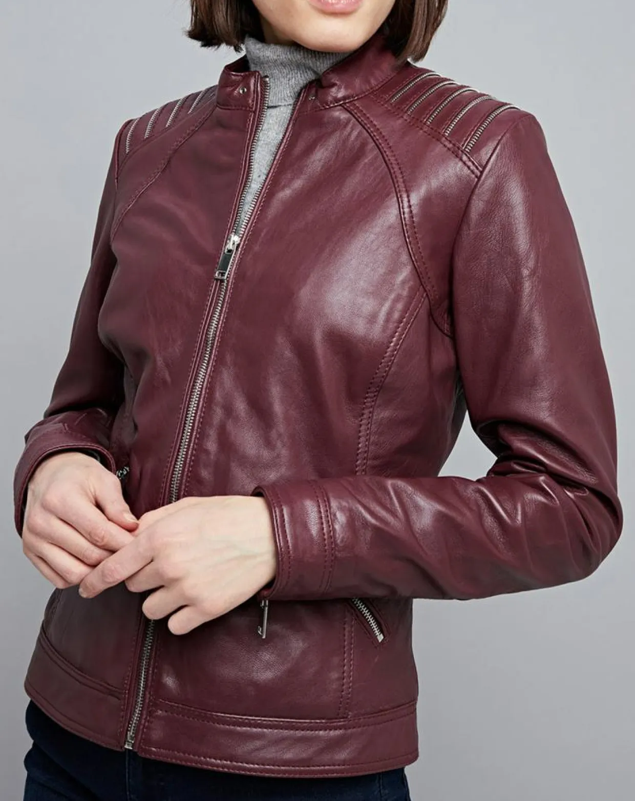 Femme Chyston Vestes, Blousons^Veste en Cuir Mercedes bordeaux