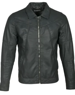 Veste en Cuir Micky gris foncé-Blue Wellford Online